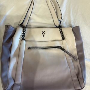 Simply Vera Vera Wang White and Purple Shoulder Bag Purse Soft Faux Leather